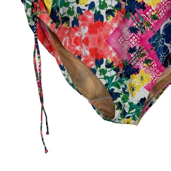 Swim By Cacique New Brief Bottoms Multicolor 26 Floral High Waist Drawstring - Picture 5 of 9